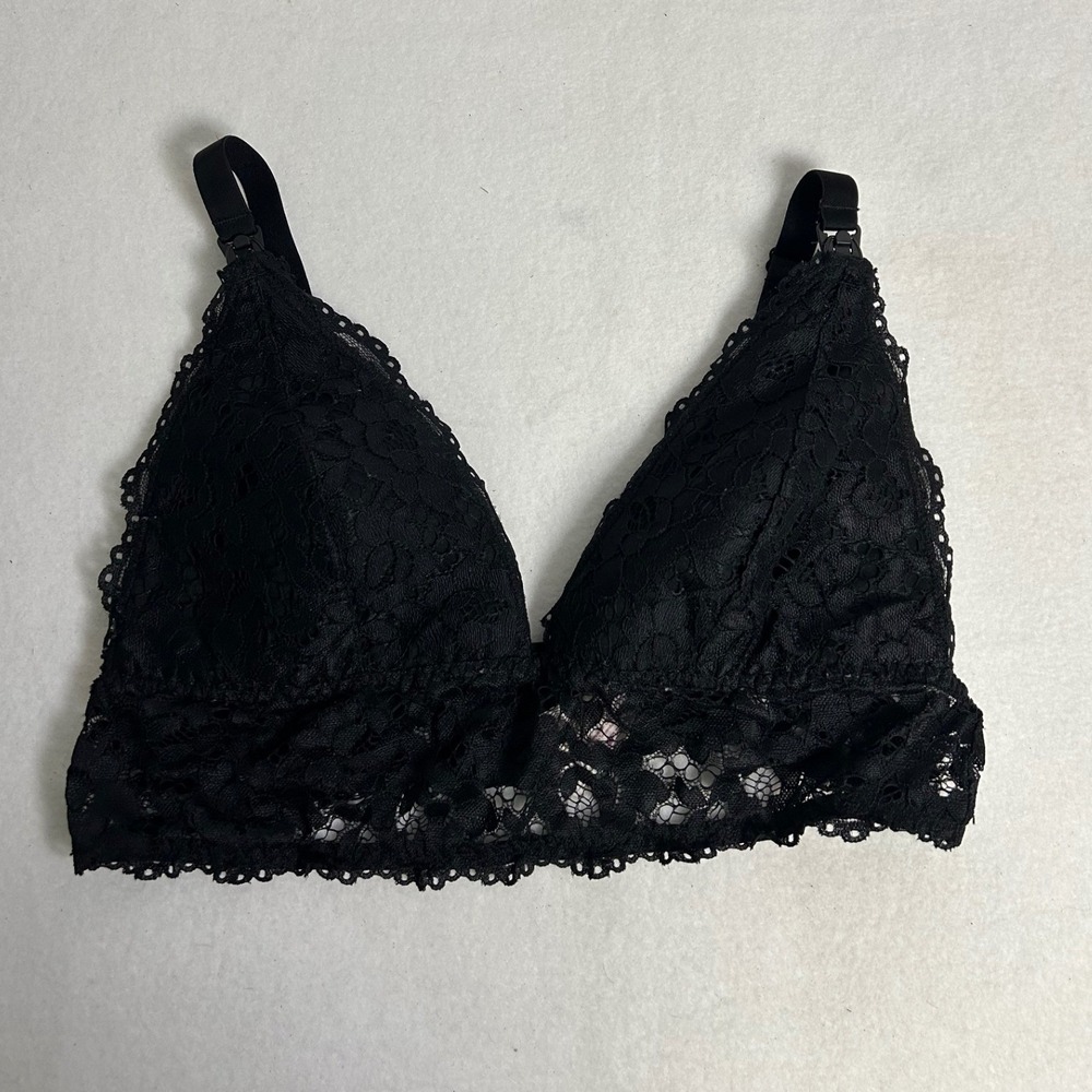 Maternity Nursing Secret Treasures Women Large Black Lace Triangle Bralette 5507